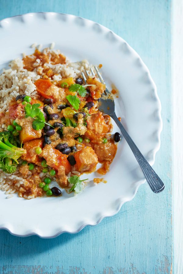 Black bean and Vegetable Curry with Almonds